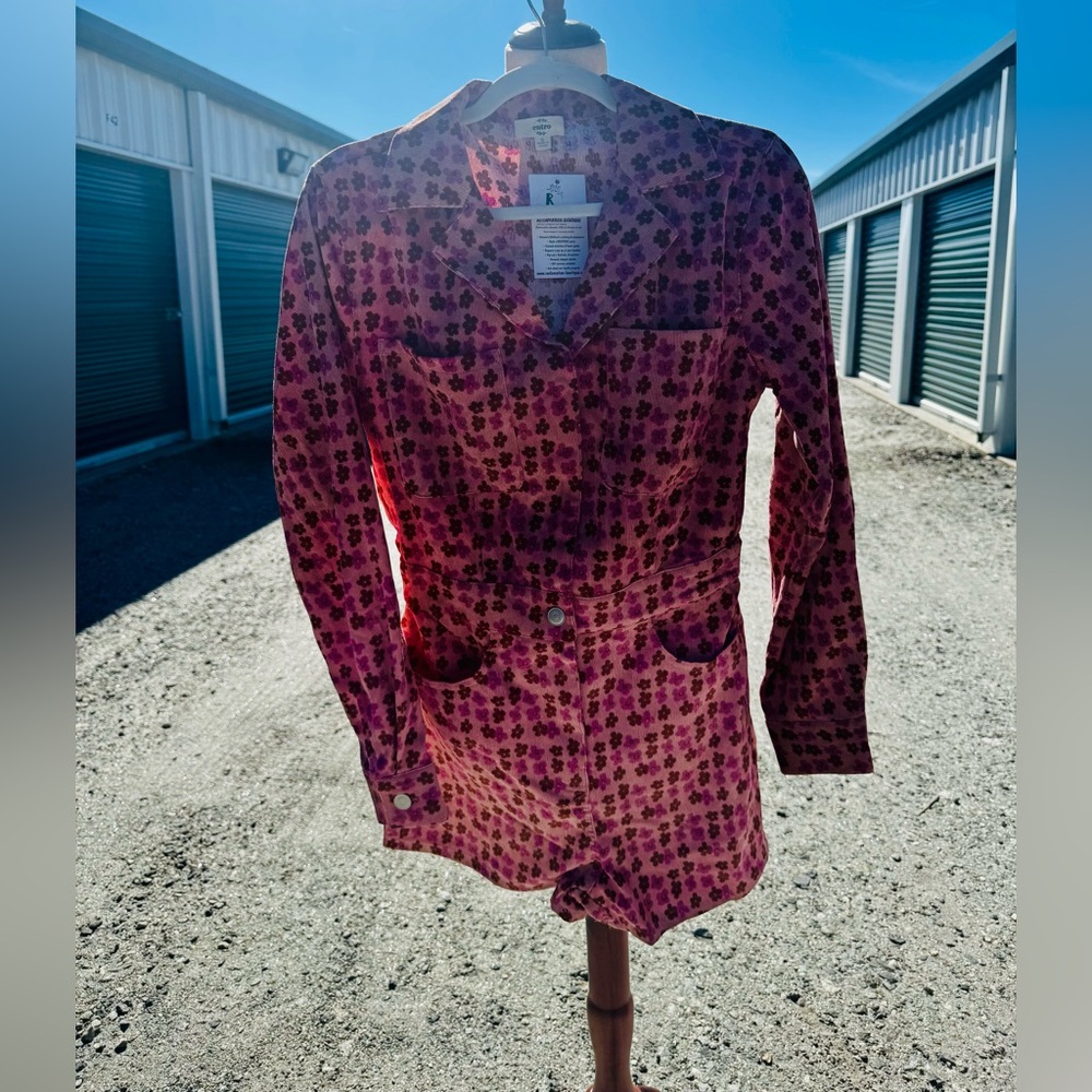 Entro | Retro Floral Corduroy Jumper Romper Vintage-Inspired Fall Favorite